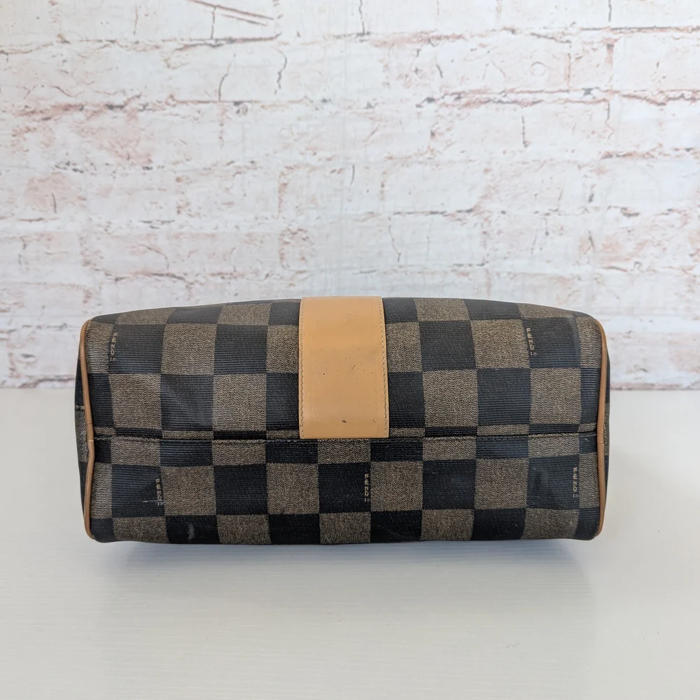 Fendi Pequin Boston Checkered Tan and Black Women's Handbag - Picture 8 of 12